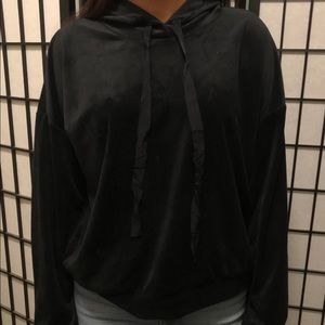 Black velvet hoodie